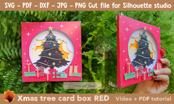 3D SVG Christmas Tree: A Bold Red Greeting Card Box