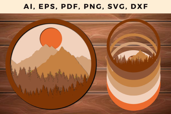 3D SVG Mountain Art for Shadow Boxes & Branding