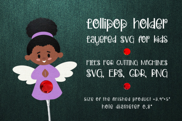 Black Girl Angel Lollipop Holder SVG: 3D SVG for Christmas