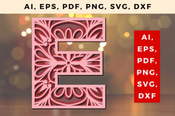 Layered E Letter Mandala SVG: A 3D SVG for Shapes