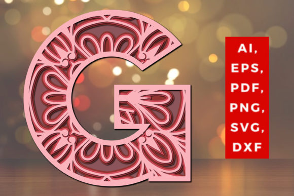Layered G Letter Mandala SVG: 3D SVG Shapes for Branding