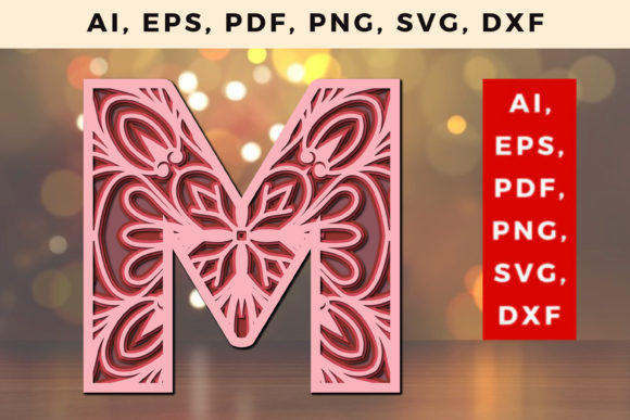Layered M Letter Mandala SVG for 3D Shadow Boxes