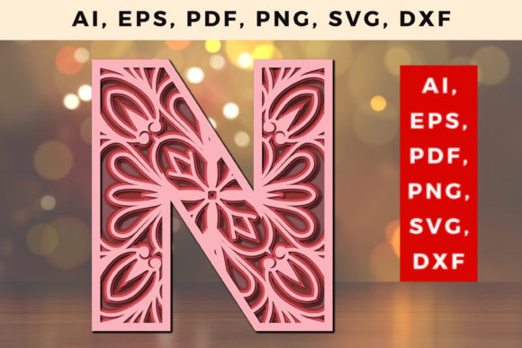 Layered N Letter Mandala SVG: 3D SVG Shapes for Brands