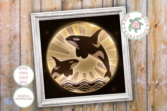 Orca Whale 3D SVG for Stunning Shadow Boxes