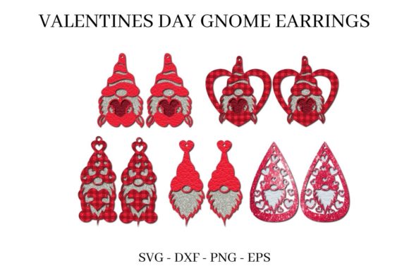 Valentine Gnome Earrings: 3D SVG Shapes for Brands